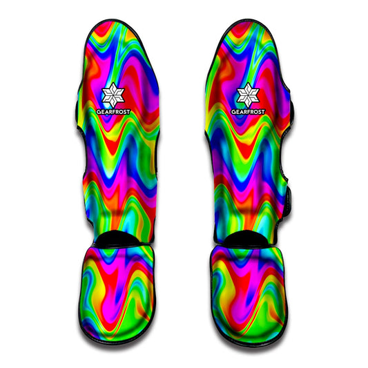 Psychedelic Rainbow Trippy Print Muay Thai Shin Guard