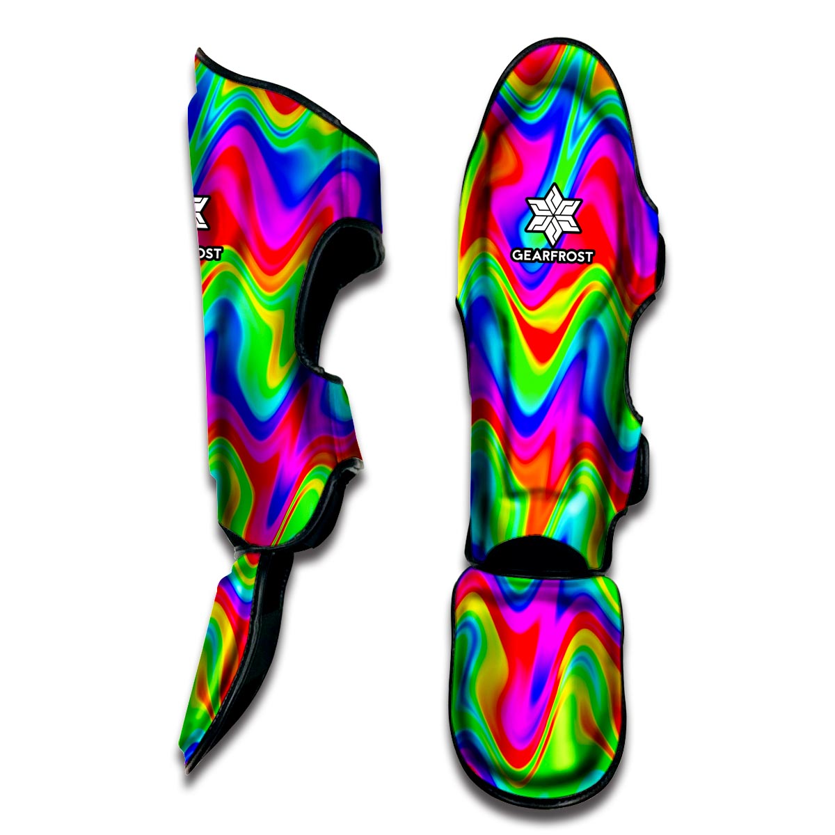 Psychedelic Rainbow Trippy Print Muay Thai Shin Guard