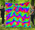Psychedelic Rainbow Trippy Print Quilt