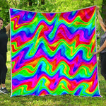 Psychedelic Rainbow Trippy Print Quilt