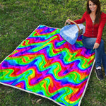 Psychedelic Rainbow Trippy Print Quilt