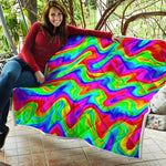 Psychedelic Rainbow Trippy Print Quilt
