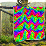 Psychedelic Rainbow Trippy Print Quilt