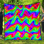 Psychedelic Rainbow Trippy Print Quilt