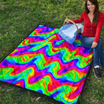 Psychedelic Rainbow Trippy Print Quilt