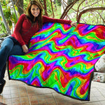 Psychedelic Rainbow Trippy Print Quilt