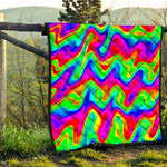 Psychedelic Rainbow Trippy Print Quilt