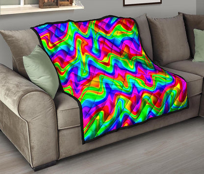 Psychedelic Rainbow Trippy Print Quilt
