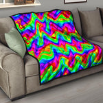 Psychedelic Rainbow Trippy Print Quilt