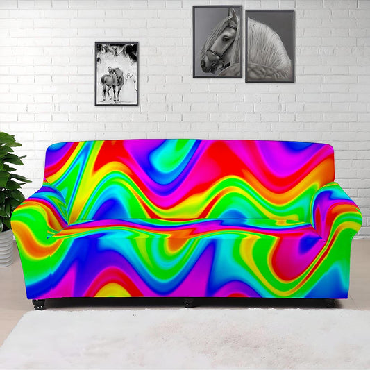 Psychedelic Rainbow Trippy Print Sofa Cover