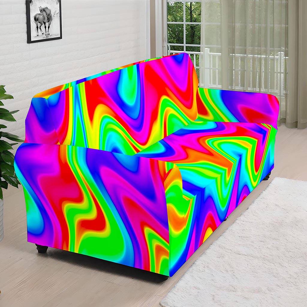 Psychedelic Rainbow Trippy Print Sofa Cover
