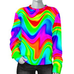 Psychedelic Rainbow Trippy Print Women's Crewneck Sweatshirt GearFrost