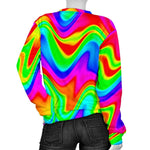 Psychedelic Rainbow Trippy Print Women's Crewneck Sweatshirt GearFrost
