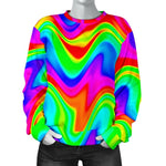 Psychedelic Rainbow Trippy Print Women's Crewneck Sweatshirt GearFrost