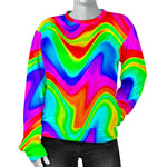 Psychedelic Rainbow Trippy Print Women's Crewneck Sweatshirt GearFrost
