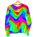 Psychedelic Rainbow Trippy Print Women's Crewneck Sweatshirt GearFrost