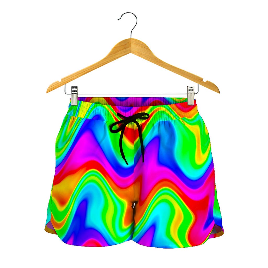 Psychedelic Rainbow Trippy Print Women's Shorts