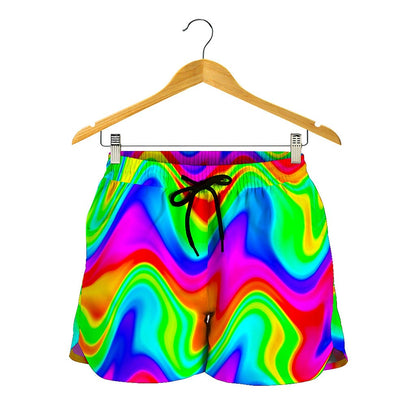 Psychedelic Rainbow Trippy Print Women's Shorts