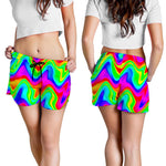 Psychedelic Rainbow Trippy Print Women's Shorts