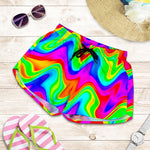 Psychedelic Rainbow Trippy Print Women's Shorts