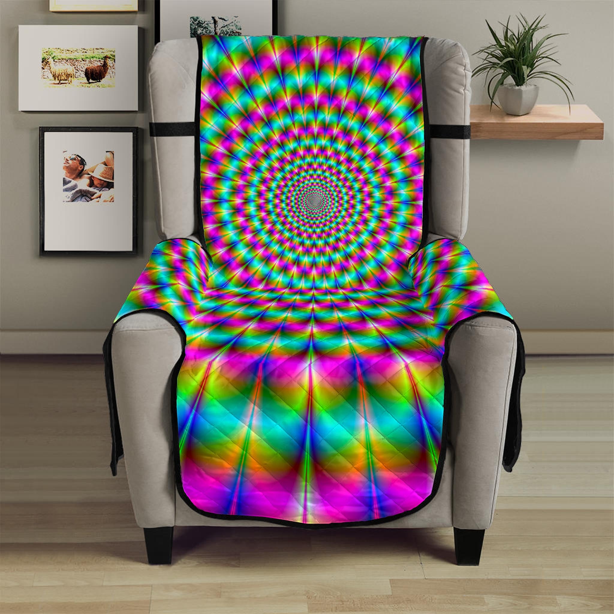 Psychedelic Rave Optical Illusion Armchair Protector