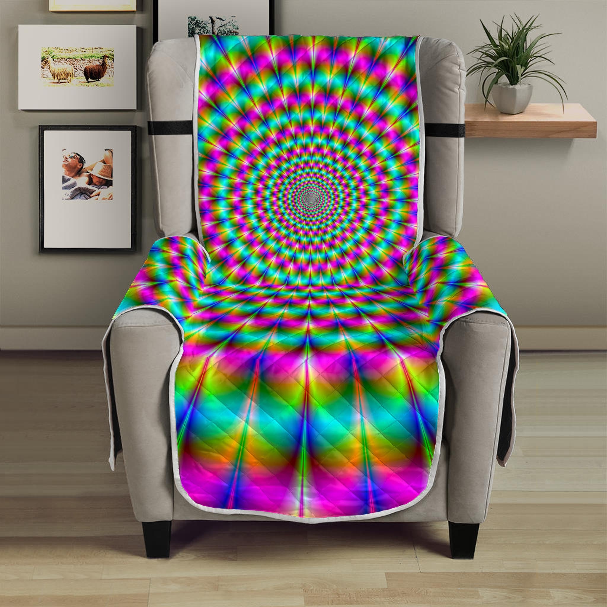 Psychedelic Rave Optical Illusion Armchair Protector