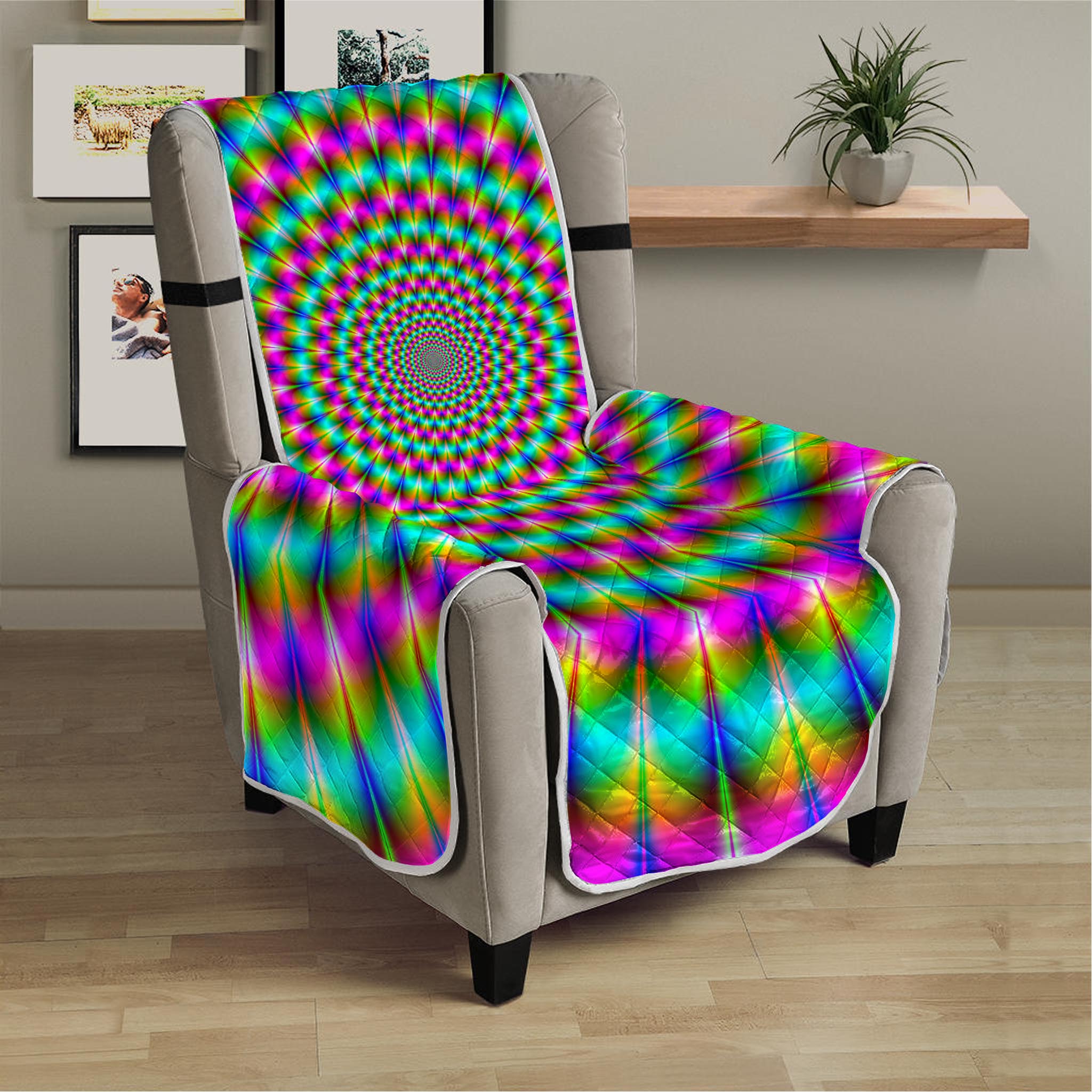 Psychedelic Rave Optical Illusion Armchair Protector