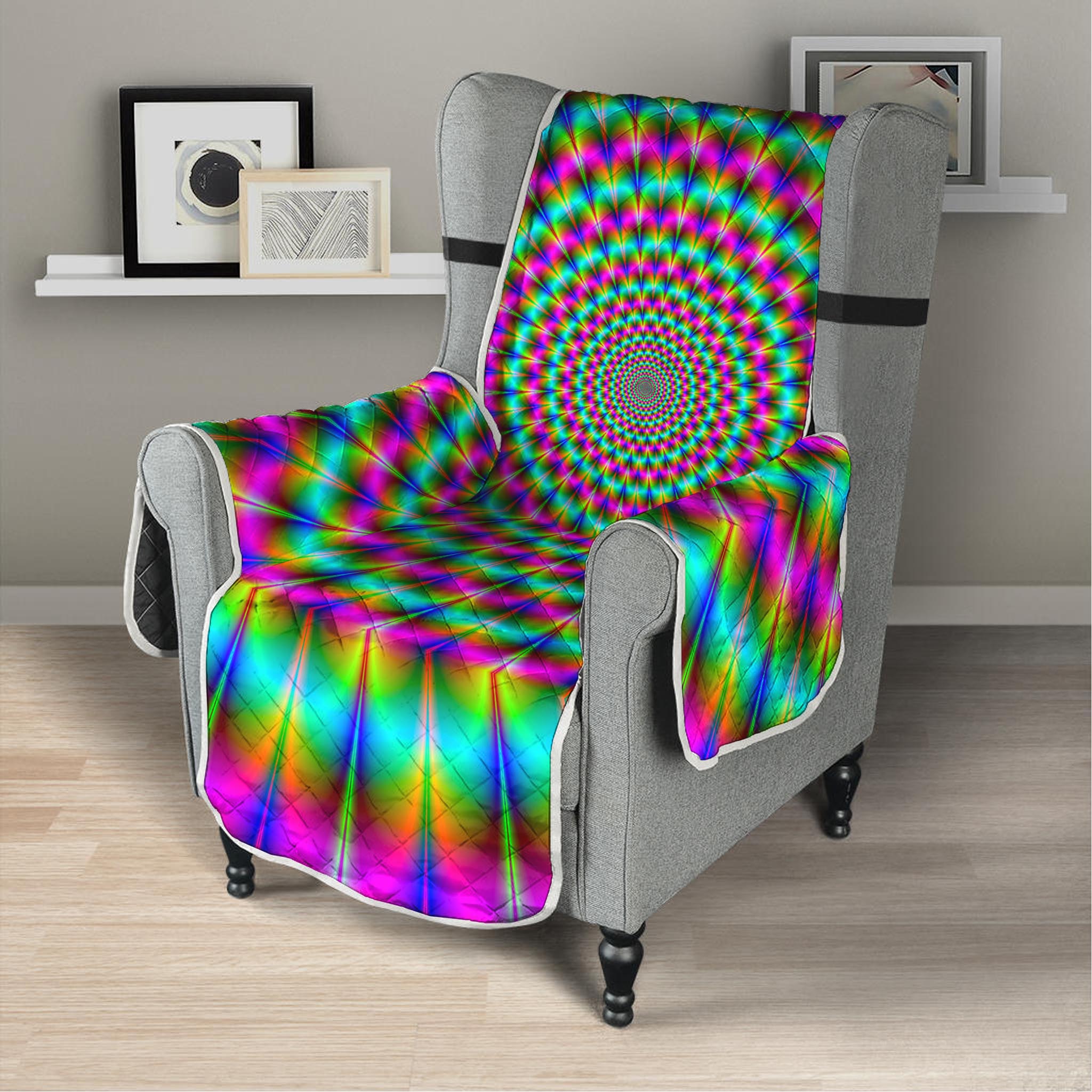 Psychedelic Rave Optical Illusion Armchair Protector