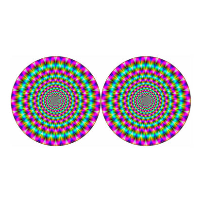 Psychedelic Rave Optical Illusion Car Coasters
