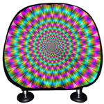 Psychedelic Rave Optical Illusion Car Headrest Covers