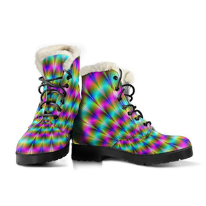 Psychedelic Rave Optical Illusion Comfy Boots GearFrost