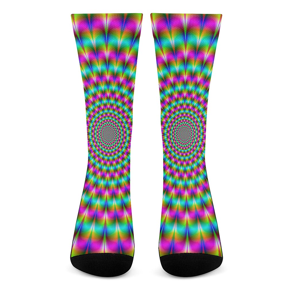 Psychedelic Rave Optical Illusion Crew Socks