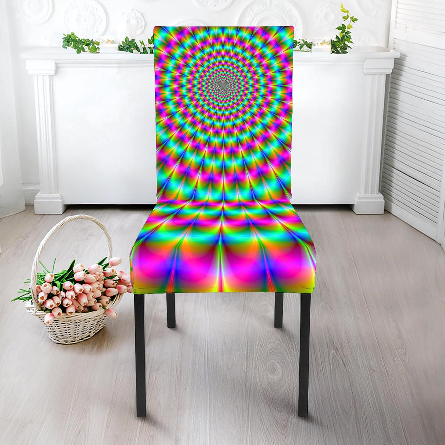 Psychedelic Rave Optical Illusion Dining Chair Slipcover