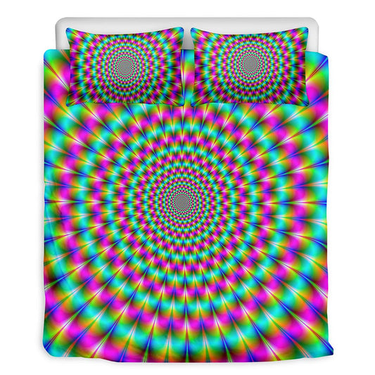 Psychedelic Rave Optical Illusion Duvet Cover Bedding Set