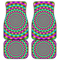 Psychedelic Rave Optical Illusion Front and Back Car Floor Mats