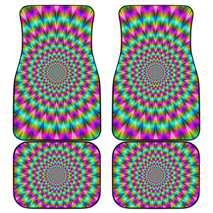 Psychedelic Rave Optical Illusion Front and Back Car Floor Mats