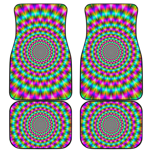 Psychedelic Rave Optical Illusion Front and Back Car Floor Mats