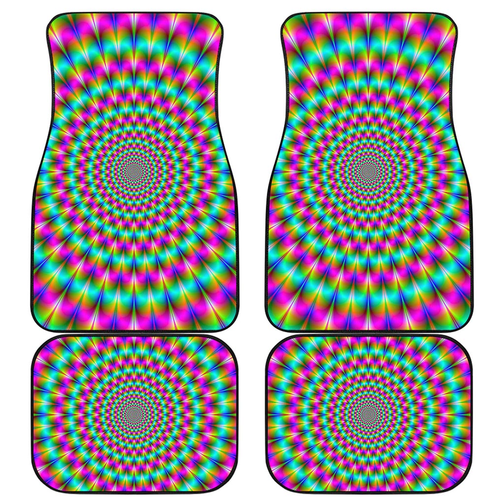 Psychedelic Rave Optical Illusion Front and Back Car Floor Mats