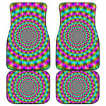 Psychedelic Rave Optical Illusion Front and Back Car Floor Mats