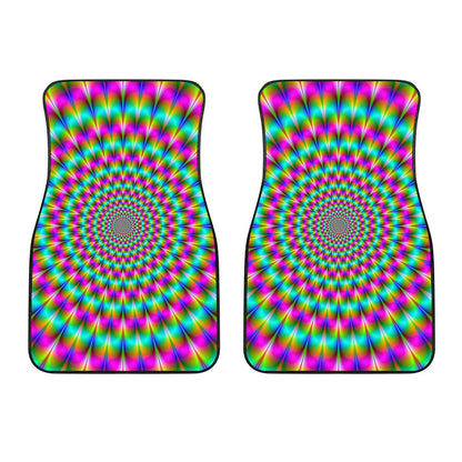 Psychedelic Rave Optical Illusion Front Car Floor Mats