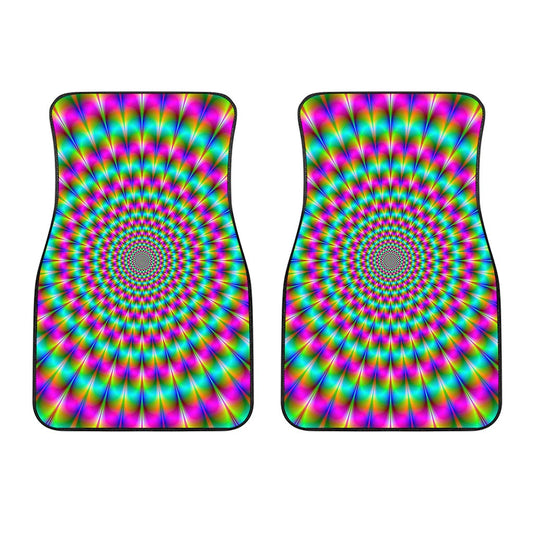 Psychedelic Rave Optical Illusion Front Car Floor Mats