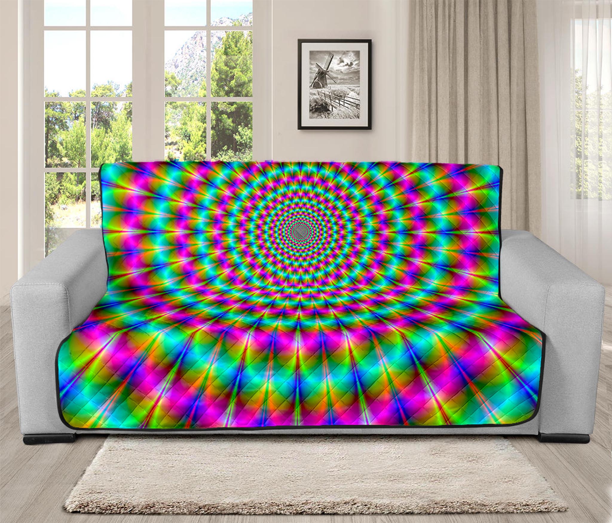 Psychedelic Rave Optical Illusion Futon Protector