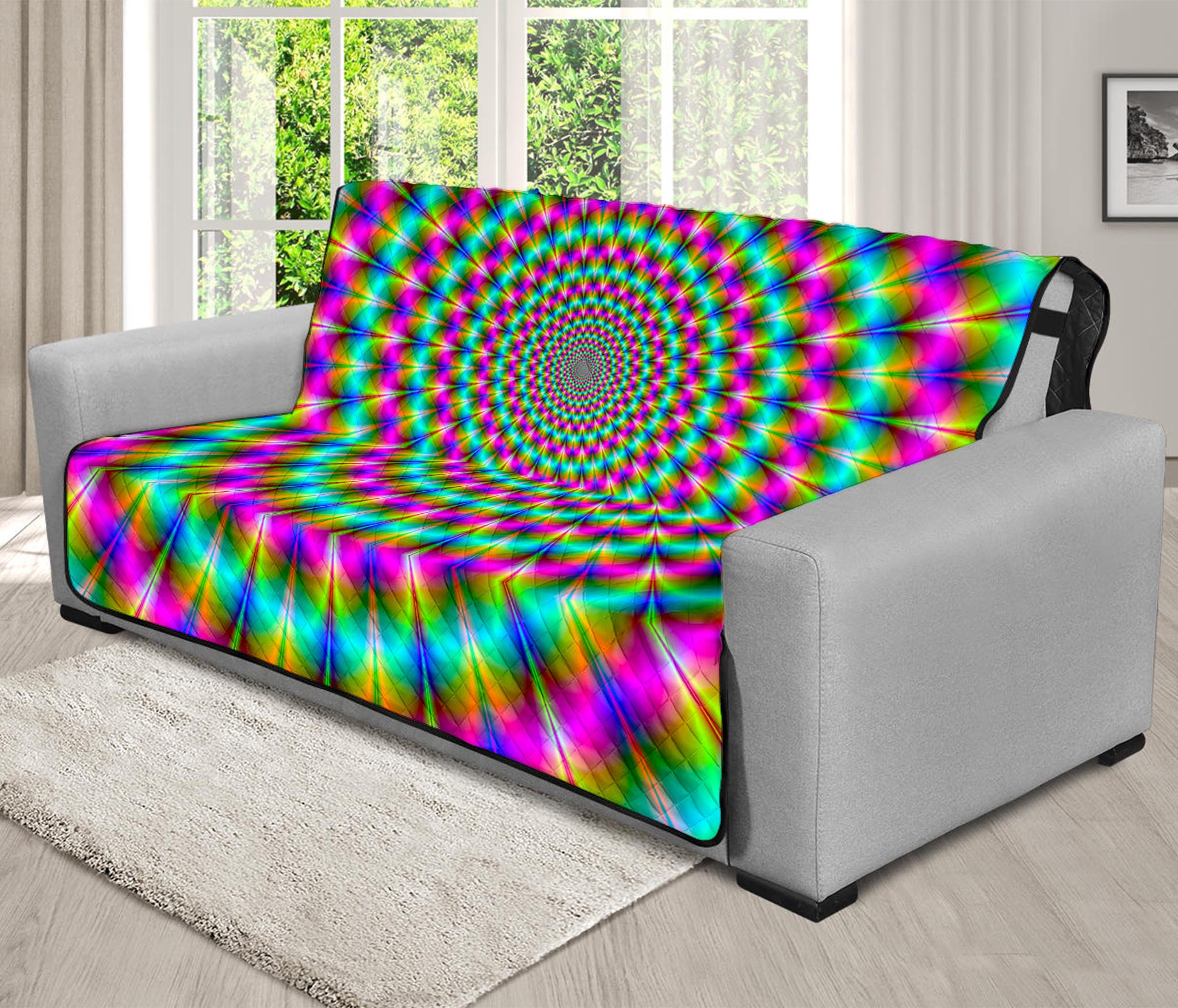 Psychedelic Rave Optical Illusion Futon Protector