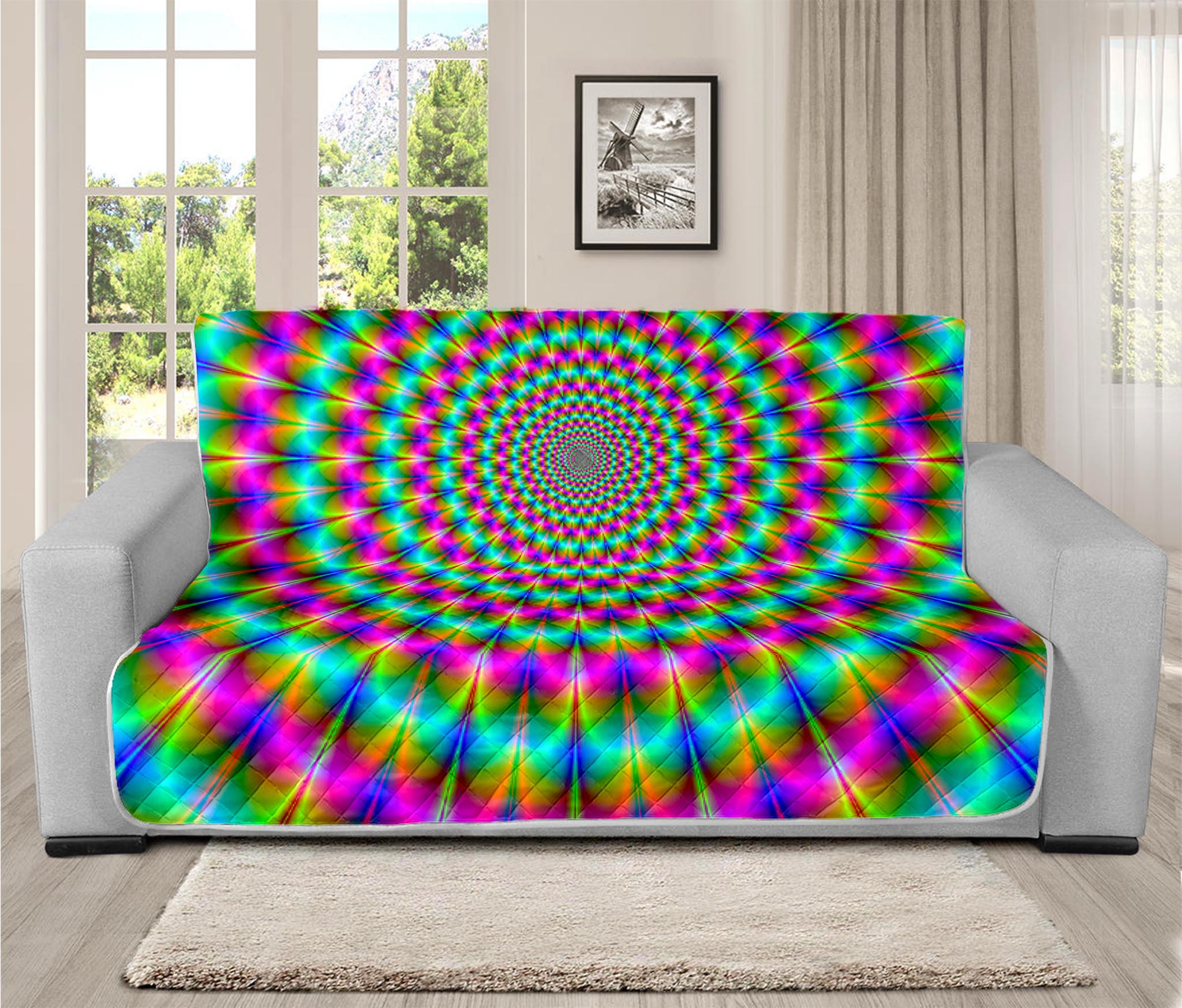 Psychedelic Rave Optical Illusion Futon Protector