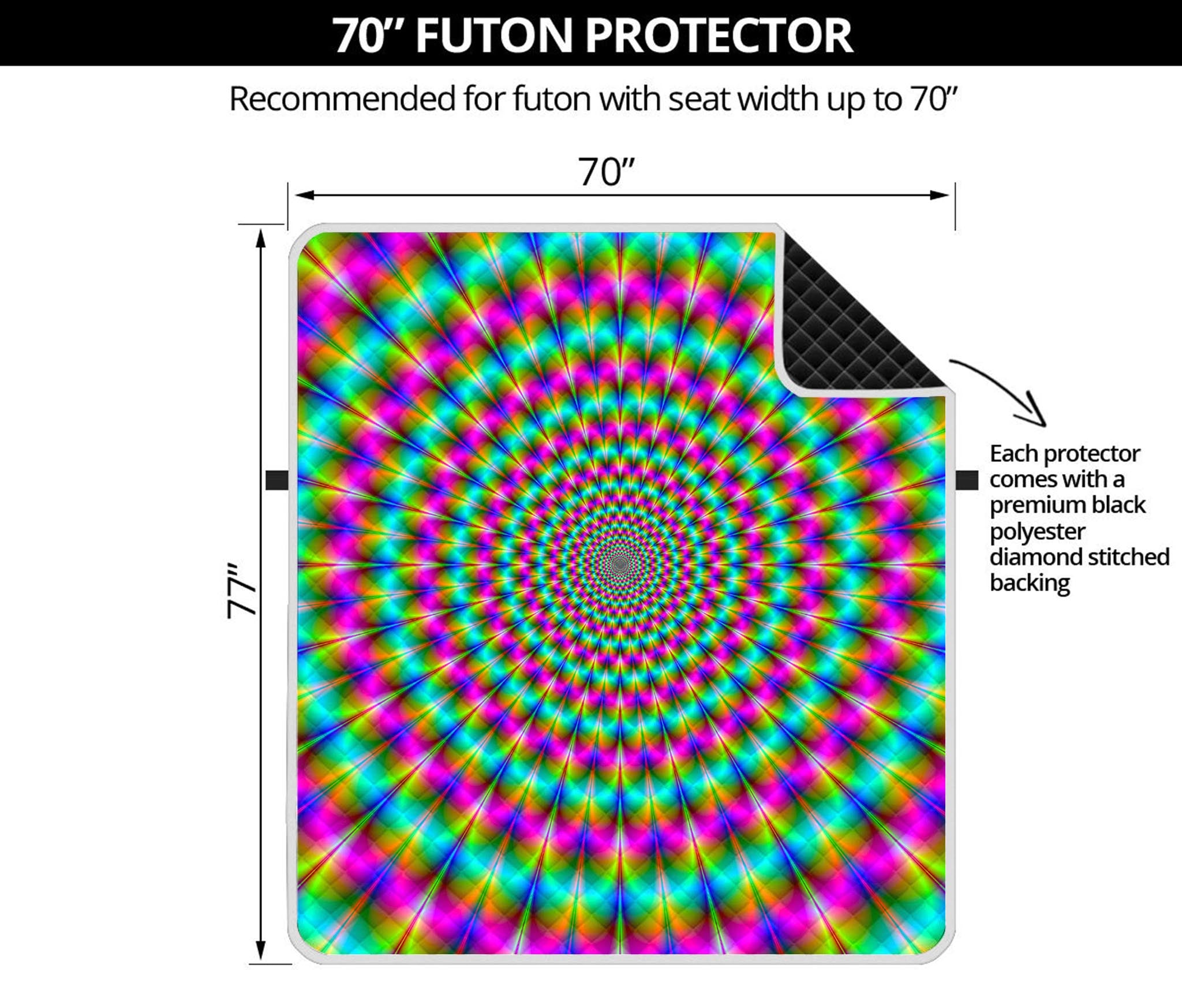 Psychedelic Rave Optical Illusion Futon Protector