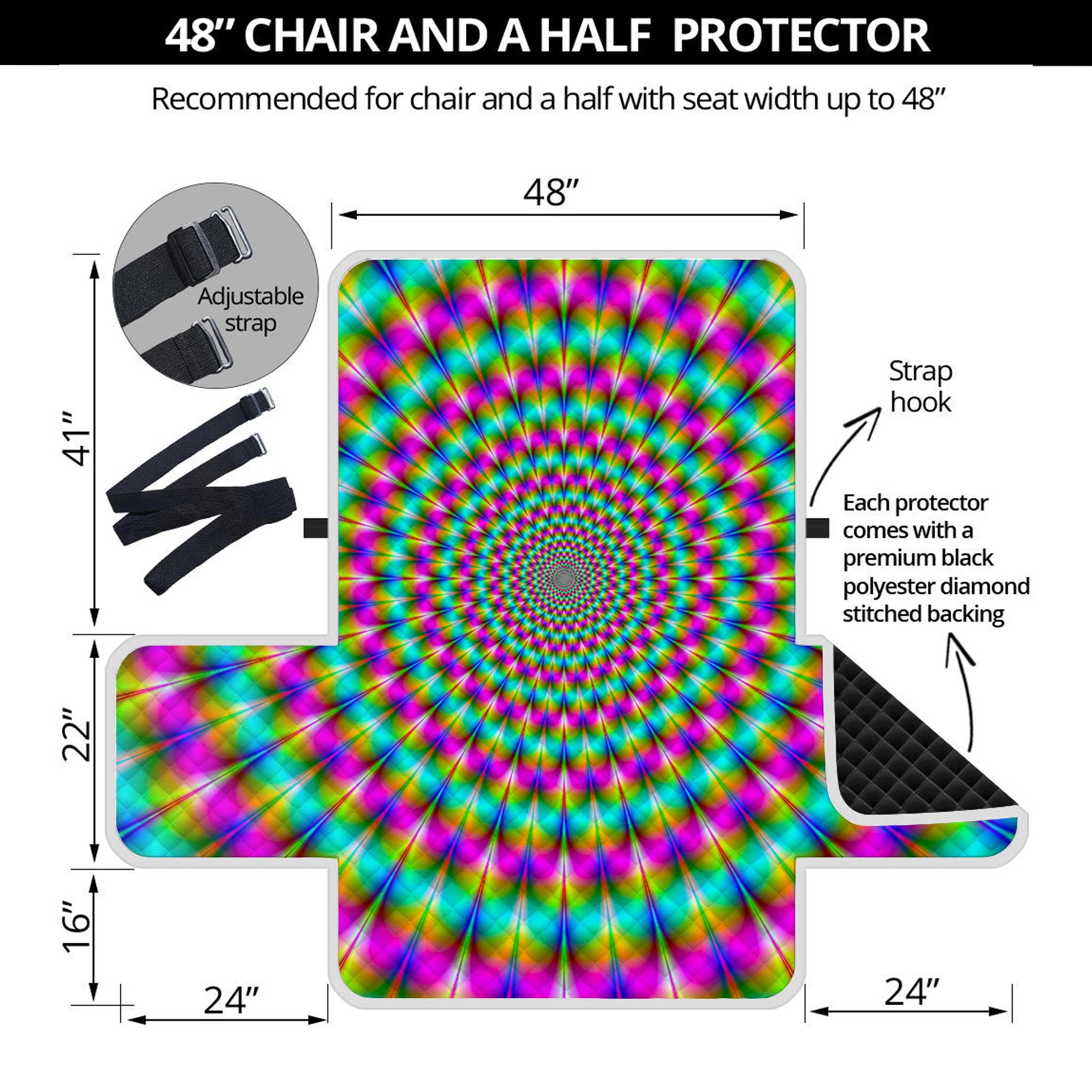 Psychedelic Rave Optical Illusion Half Sofa Protector