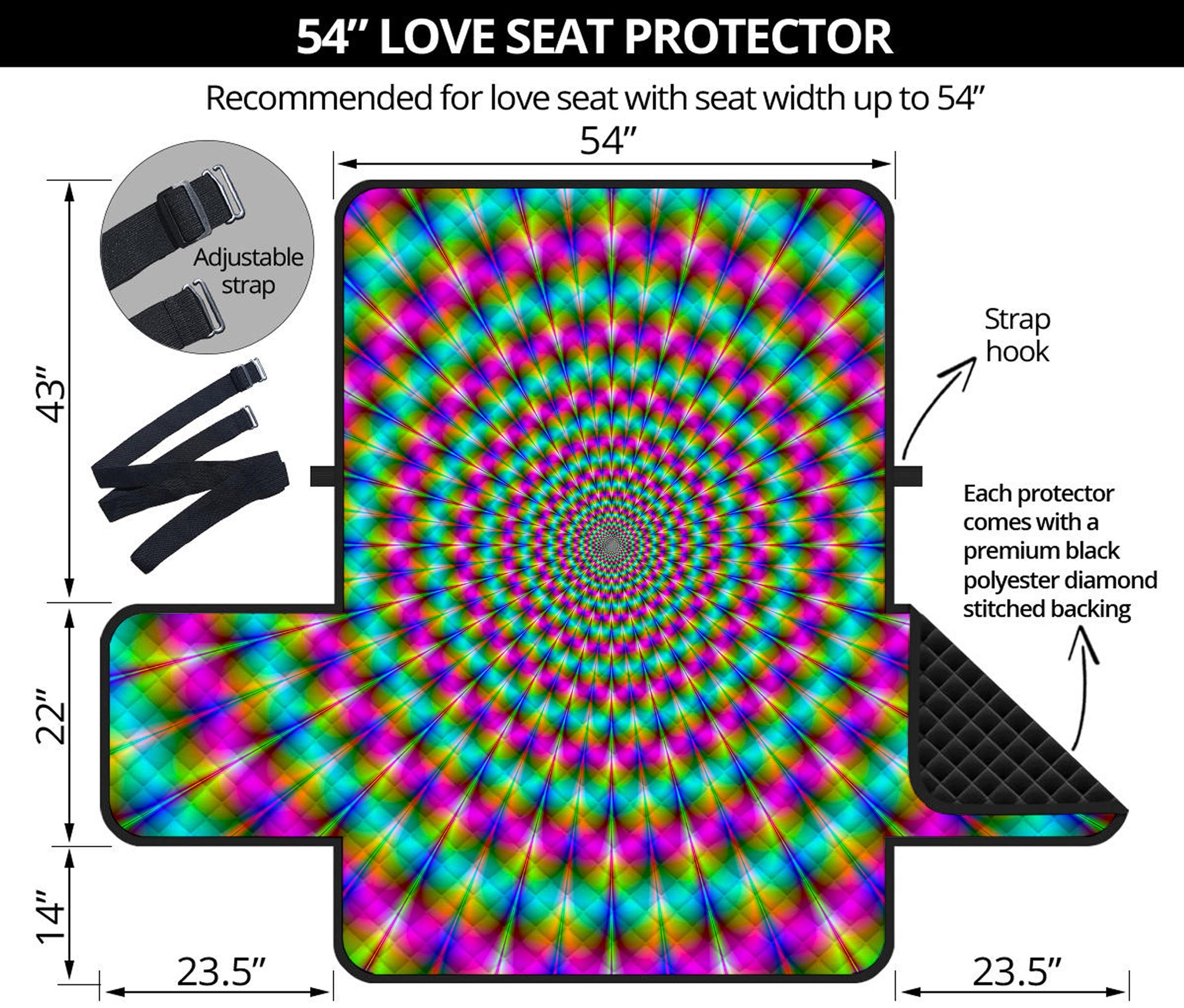 Psychedelic Rave Optical Illusion Loveseat Protector