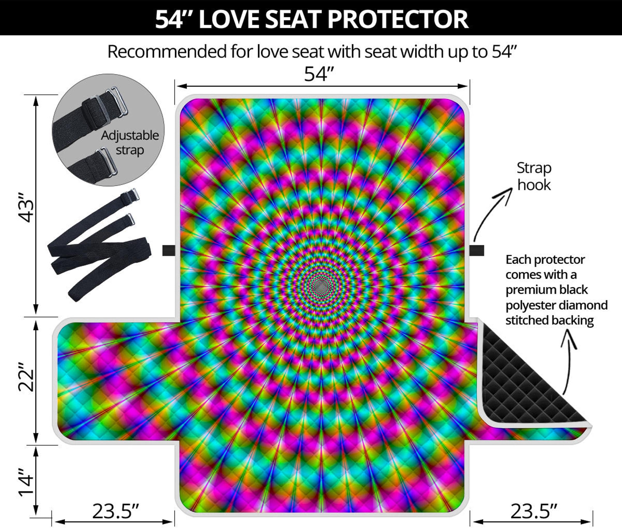 Psychedelic Rave Optical Illusion Loveseat Protector