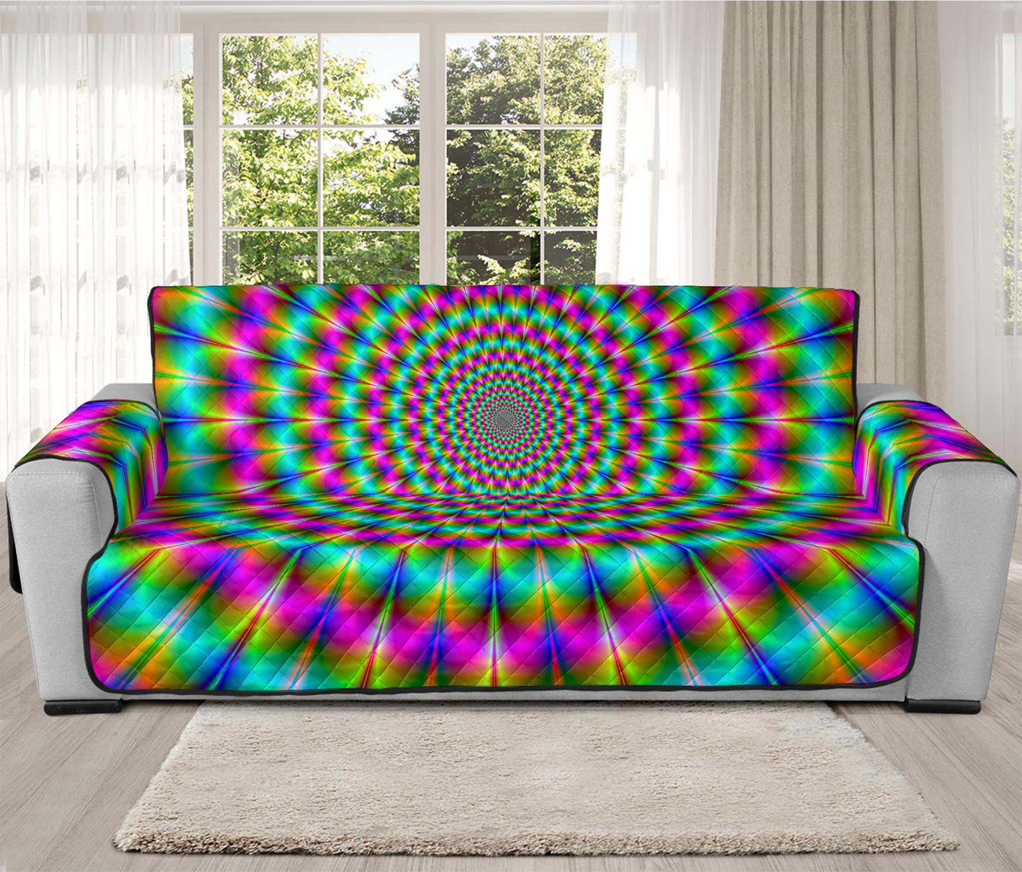 Psychedelic Rave Optical Illusion Oversized Sofa Protector