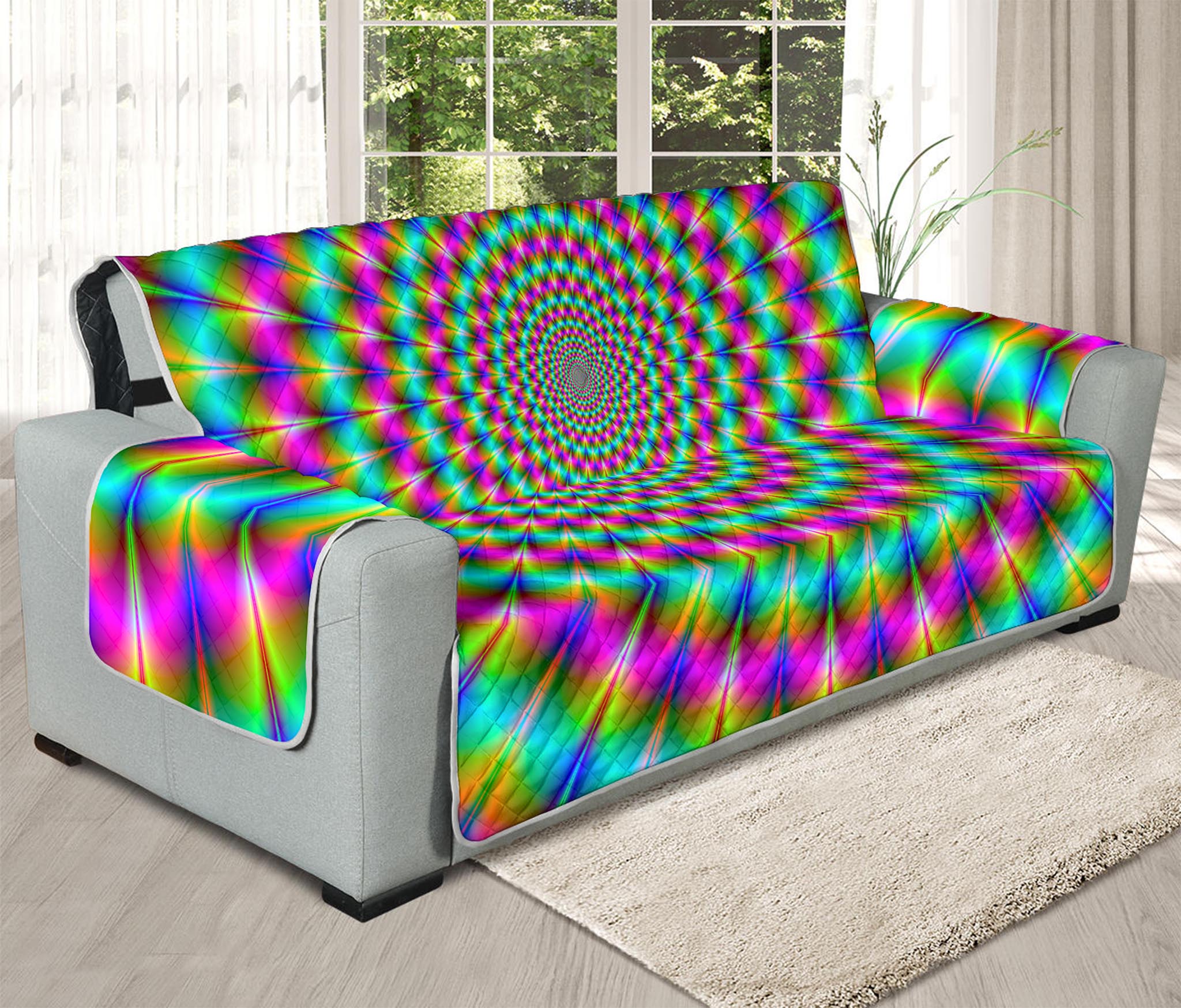 Psychedelic Rave Optical Illusion Oversized Sofa Protector